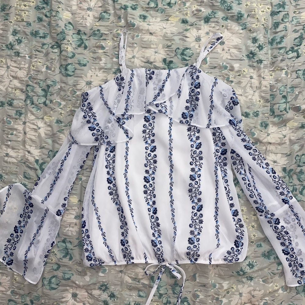 white floral blouse